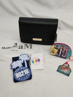 Hello 3am Faux Leather Crossbody,Loungefly "90210" Cardholder & Nikky Coin Pouch
